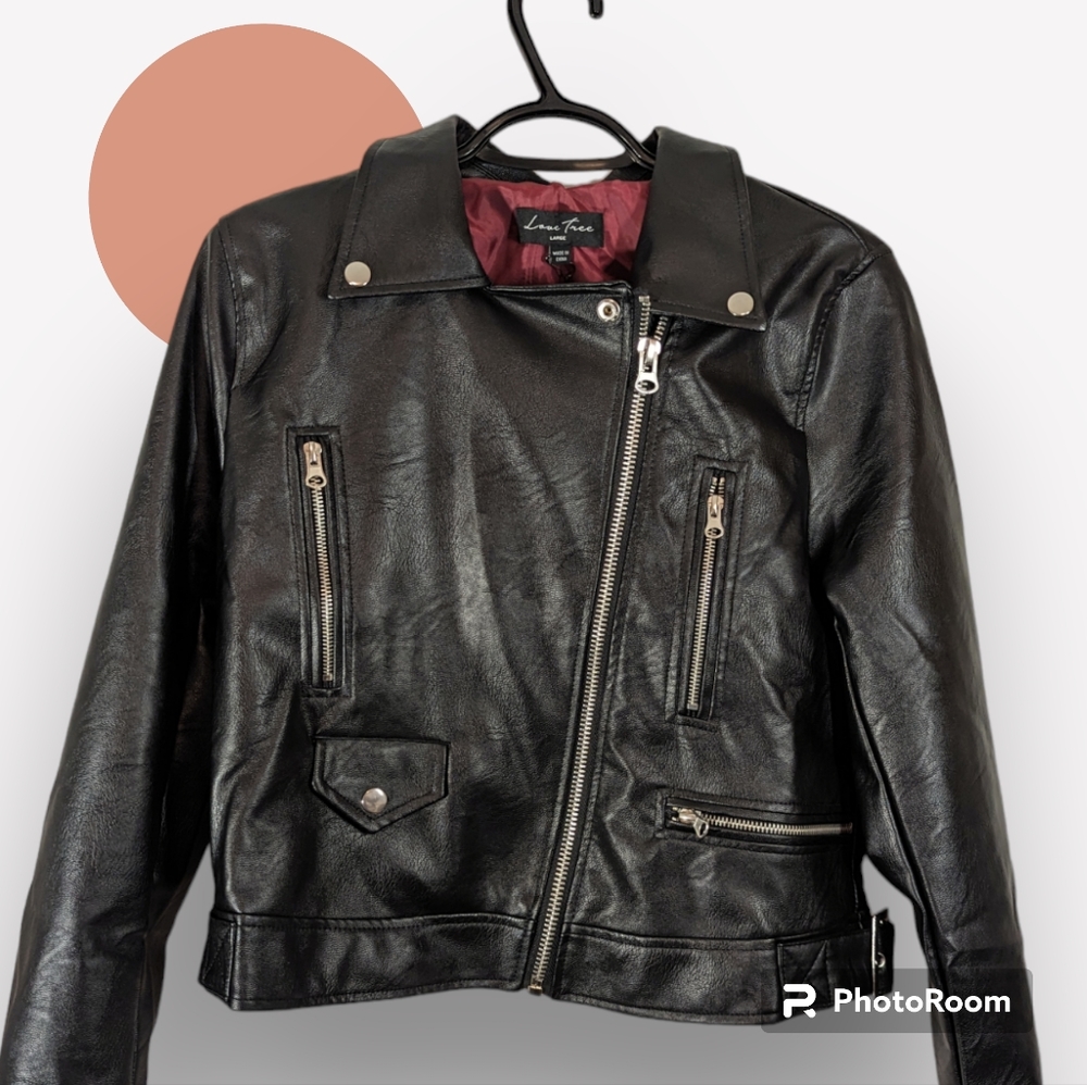 Jacket faux leather biker black